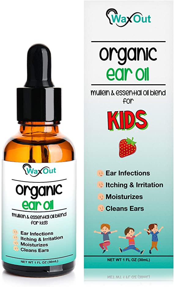 Natural Mullein Ear Wax Removal Oil & Cleaner with Strawberry for Kids | Pain & Earache Drops | Earwax Softener, Moisturizer & Allergy Soothing | Tinnitus, Itching, Ringing, Infections & Clogged Ears