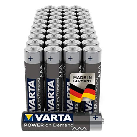 Varta Industrial AAA Alkaline Battery LR03, Power on Demand, Made in Germany, frustration free packaging - Pack of 40