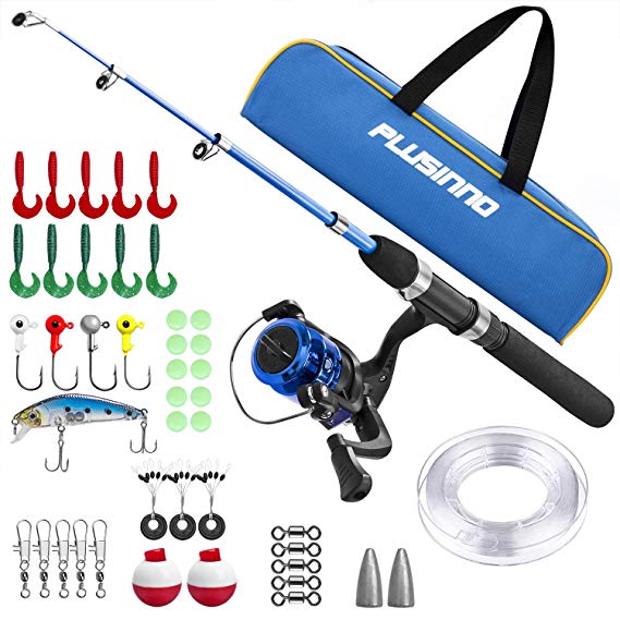 Kids Fishing Pole,Light and Portable Telescopic Fishing Rod and Reel Combos for Youth Fishing by PLUSINNO