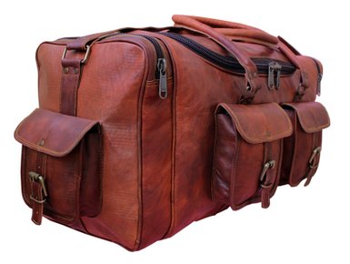 Handolederco Leather Travel Shoulder Vintage Bag Unisex Brown Luggage Bag