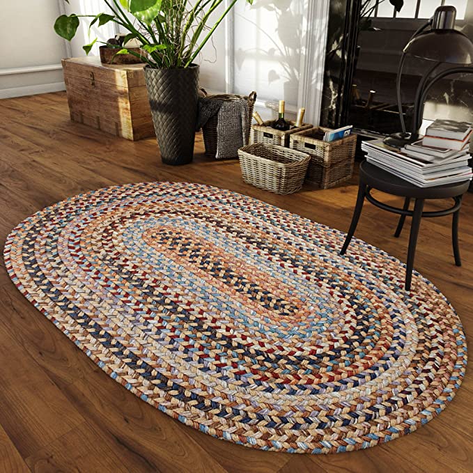 Super Area Rugs Tribeca Premium Wool Braided Rug, Wheat Field, 5' X 8'