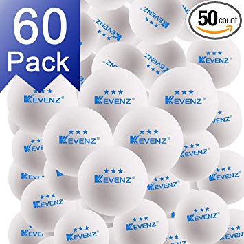 KEVENZ 60-Pack 3-Star 40  Table Tennis Balls,Advanced Ping Pong Ball (White)