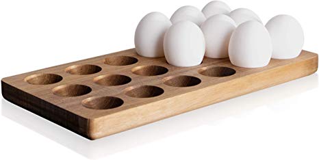 Gui's Chicken Coop Egg Tray - Rustic Wooden Egg Holder For 18 Eggs Usable in Kitchen Refrigerator, or Countertop for Display or Storage - Easy to Clean