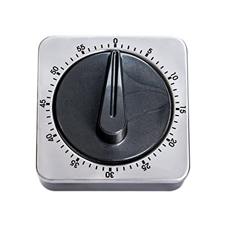 Mechanical Kitchen Timer, Kisstaker Stainless Steel 60 Minutes Timing with Alarm For Cooking and Barbecue Manual Timer