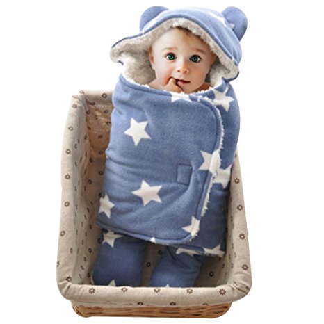 GreForest Baby Swaddle Blanket Blue Star Seperate Legs For Autumn and Winter 0-3 Months