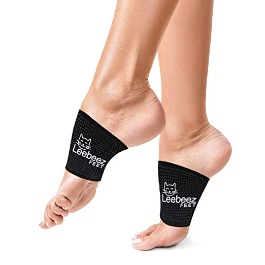 High and Low Foot Arch Support Brace by Leebeez -with Copper and Compression -Improves Foot Pain from Plantar Fasciitis, Heel Spurs, Fallen Arches and Flat feet for Women, Men and Kids (Black, Large)