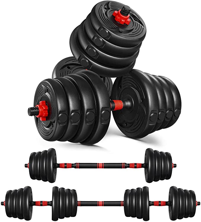 MOVTOTOP Adjustable Dumbbells Set Barbell Weight Set-44/66LBS 【2021 Newest】 Dumbbells Set Home Exercise & Fitness 2 in 1 with Connecting Rod and Non-Slip Handle for Men and Women