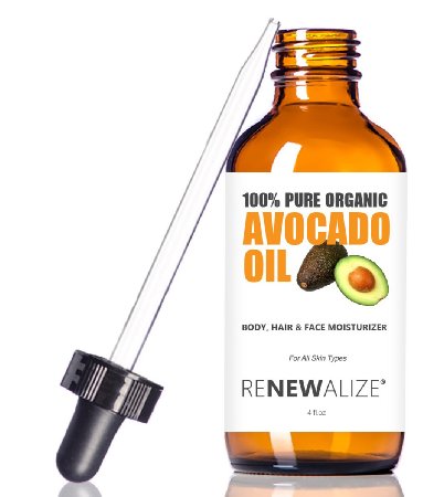 Organic AVOCADO OIL - Cold Pressed and Unrefined in LARGE 4 OZ DARK GLASS BOTTLE with Glass Eye Dropper  Highest Quality 100 Pure  Non GMO  All Natural Moisturizer for Luxurious Hair Skin and Nails  Helps to Enhance Hairs Natural Silkiness and Shine  Softens and Moisturizes Dry Itchy Skin  An Excellent Carrier Oil for Mixture with Essential Oils  Guaranteed Improvement