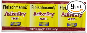 Fleischmann's Yeast, Active, Dry, 0.75-Ounce Packet (Pack of 9)