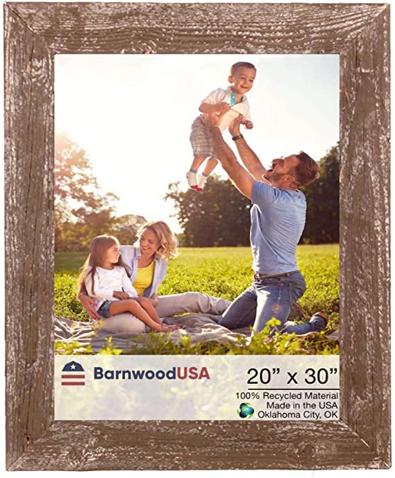 BarnwoodUSA | Farmhouse 20x30 Picture Frame | 1 1/2 inch Molding | 100% Reclaimed Wood | Rustic | Espresso