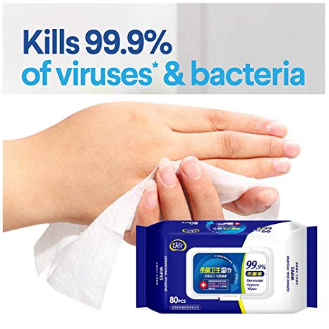 Disinfecting Wipes for Hands, Cleaning Wipes, Antibacterial Wipes, Sanitizing Wipes, Cleaning Supplies, Alcohol Free, 80 Wipes Each