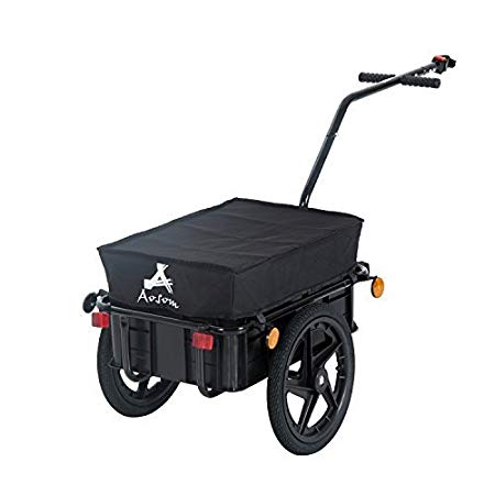 Aosom Multi-functional Bicycle Cargo Trailer Steel Large Bike Luggage Cart Carrier Black