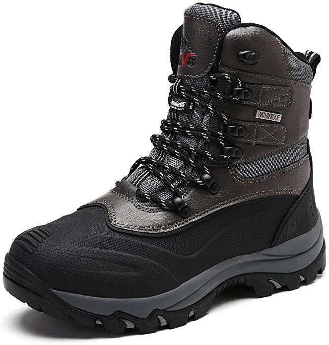 NORTIV 8 Men's Insulated Waterproof Construction Rubber Sole Winter Snow Skii Boots