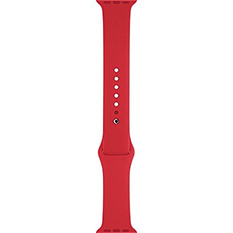 Apple Watch 38mm Band, ClockChoice Silicone Strap Sport Replacement Kit for iWatch, RED | Bonus Case Included | Includes 3 Pieces, for 2 Lengths
