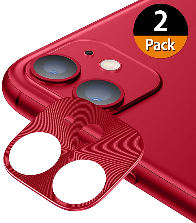 for iPhone 11 Camera Lens Protector - [2 Pack] Uniwit Premium Aluminum Alloy Back Rear Camera Lens Screen Cover Case Shield - Red