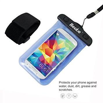 Becko Blue Waterproof Case Touch Responsive Front and Back, Universal Waterproof Wallet, Dry Bag, Pouch for 4.7" Cell Phone, IPhone 6, 5, 5s, 5c, 4, Samsung Galaxy S3, S4, LG G3, G2, HTC M8, M7, Gps, Mp3 Player and Digital Cameras. With an Arm Band Perfect to Swimming, Surfing, Fishing, Boating, Skiing, Camping and Other Outdoor Sports