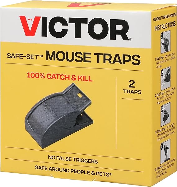 Victor M070B Easy and Safe-Set Power Kill Mouse Trap Quick and Clean Rodent Disposal - 2 Reusable Mouse Traps