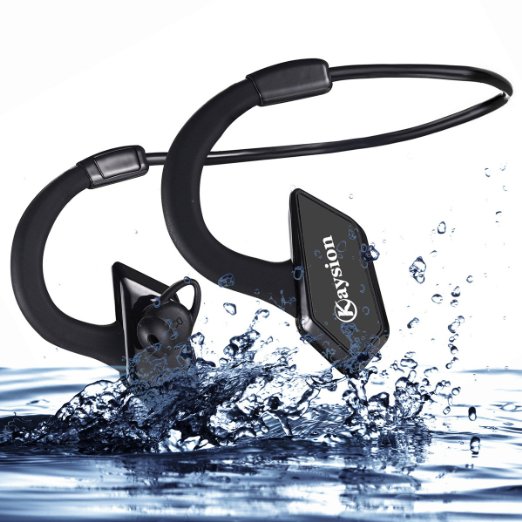 Waterproof Bluetooth Sport Headphones KAYSION Waterproof IP66 Sweatproof Outdoors Headsets Wireless Earbuds Bluetooth Earphones With 100 hours standby time,6 hours music time,Support Mic Hands Free for any Bluetooth-enabled devices
