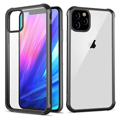 Clear Case for iPhone 11 Pro 5.8 Inch (2019),GREATRULY Premium Hybrid Drop Protection iPhone 11 Pro Case,Crystal Transparent Slim Protective Phone Bumper Cover Shell,Hard Back   Black Soft Bumper