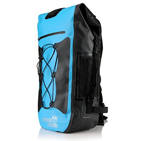Outdoor Foundry 100% Waterproof Backpack - Dry Bag Closure - Optional Laptop Sleeve - 35L - Padded Back and Straps - for Water Sports, Adventure Travel, Motorcycle Trips, or Bike Commuting