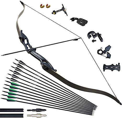 D&Q Recurve Bow and Arrow Set for Adult & Beginner,56" Takedown Recurve Bow,Archery Set Right Hand with Ergonomic Design for Outdoor Training Practice