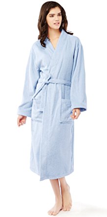 Comfort Spaces - Cotton Terry Robe - Kimono Collar – For Men and Women (Unisex) - Pockets
