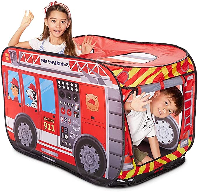 Pop Up Play Tent for Kids, Fire Truck Playhouse (43 x 28 x 28 Inches)