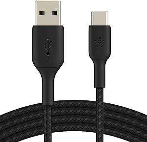 Belkin BoostCharge Cavo USB-C intrecciato, Cavo da USB-C a USB-A, Cavo USB Type-C per iPhone 15, Plus, Pro, Pro Max, Samsung Galaxy S24, Pixel, iPad Pro, Nintendo Switch e altri ancora, 2 m, nero