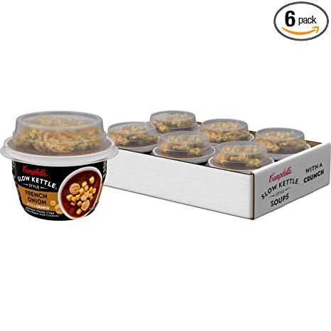 Campbell's Slow Kettle Style French Onion Soup with Crunchy Toppings, Gourmet Snack, 7.44 Oz (Pack Of 6)