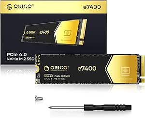 ORICO 1TB NVMe SSD PCIe 4.0- Up to 7400MB/s, M.2 SSD 2280 PCIe 4.0X4 Internal Solid State Drive SSD, Fast Heat Dissipation, Compatible with macOS Windows for Gamers and Creators-e7400