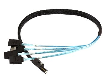 Monoprice 05m 30AWG Internal Mini SAS 36pin SFF-8087 Male w Latch to SATA 7pin Female x4 Forward Breakout Cable - Black