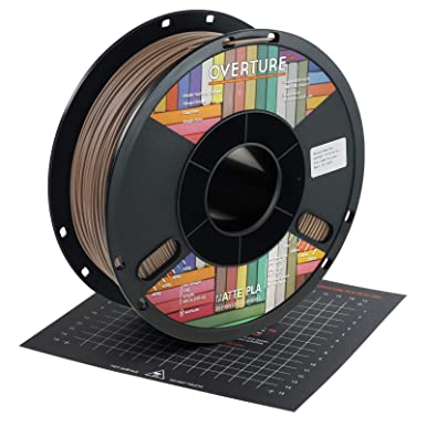 OVERTURE PLA Matte Filament 1.75mm with 3D Printer Build Surface 200mm x 200mm, Matte PLA Roll 1kg Spool (2.2lbs), Dimensional Accuracy  /- 0.05 mm, Fit Most FDM Printer, Chocolate