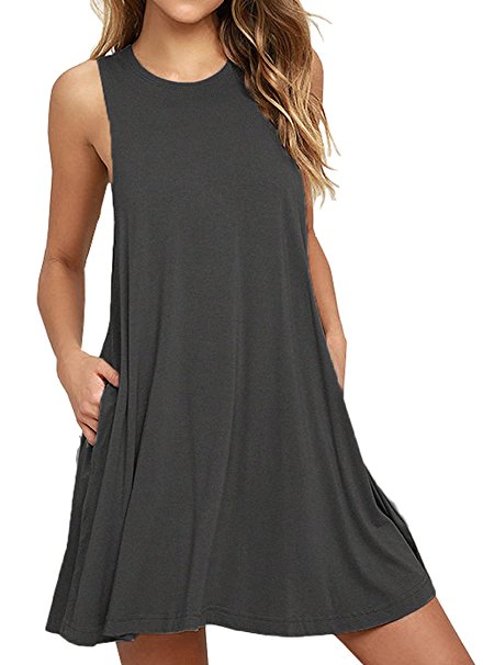 Viishow Women's Long Sleeves Pockets Dress Casual Swing T-shirt Dresses