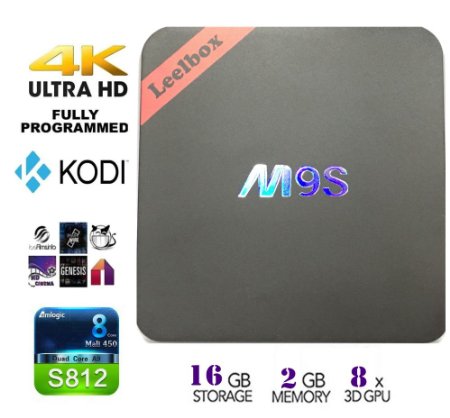 2016 New model Leelbox M9S Android tv box Kodi Pre installed Amlogic S812 Quad Core Android 4.4 2GB RAM/16GB Emmc ROM AP6330 Wifi Module Support 802.11n update from m8s plus Streaming Media Player