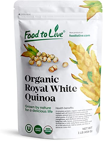 Organic Royal White Quinoa, 1 Pound - Whole Grain, Non-GMO, Kosher, Raw, Vegan, Bulk