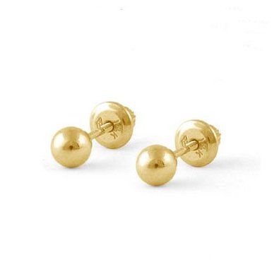 Children And Teens 14K Yellow, White Or Rose Gold 4mm Ball Screw Back Stud Earrings