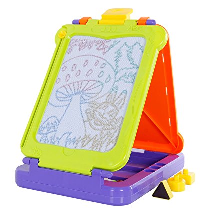 SGILE 2 Board 4 Color Foldable Magnetic Doodle Sketch Pad for Kids Toddler Child, 2-in-1 Erasable Magna Drawing Scribble Board Magnetic Writing Board & Drawing Pad for Learning Development