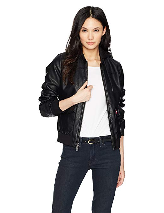 Levi's Two-Pocket Faux Leather Hooded Bomber Jacket