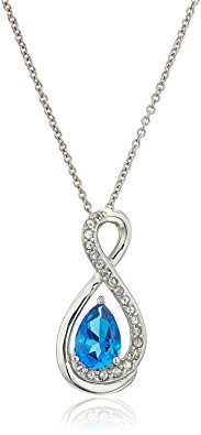 Platinum Plated Sterling Silver Infinity Teardrop Pendant Necklace