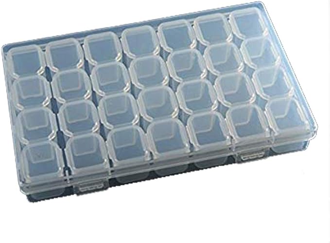 yueton 28-Grid with Cover Clear Plastic Candy Jewelry Organizer Box Storage Container Pill Case