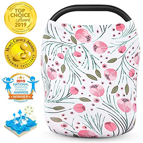 Nursing Cover，Baby Car Seat Covers Carseat Canopy for Babies Breastfeeding Cover，360 5-1 Multi Use Girl Boy Cotton Shopping Cart Nursing Cover，Breathable Soft Car Seat Covers for Baby by VOLUEX