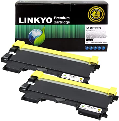LINKYO Compatible Toner Cartridge Replacement for Brother TN450 TN-450 TN420 (Black, High Yield, 2-Pack)