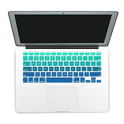 Unique Gradual Color Ultra Thin Waterproof Silicone Skin Keyboard Cover for MacBook Pro 13" 15" 17" (with or without Retina Display) / MacBoook Air 13" (Green Gradient)