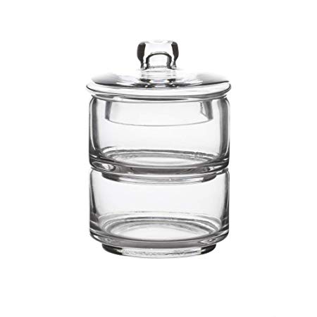 Hand Blown Glass Apothecary Jar- Glass Canister- Makeup Container