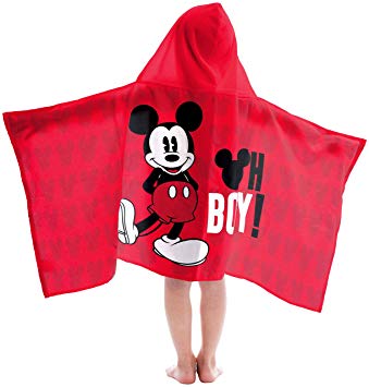 Jay Franco Disney Mickey Mouse Oh Boy Super Soft & Absorbent Kids Hooded Bath/Pool/Beach Towel - Fade Resistant Cotton Terry Towel 22.5" Inch x 51" Inch (Official Disney Product)