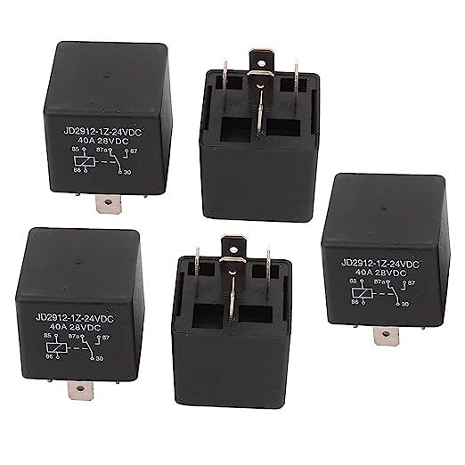 uxcell 5pcs JD2912-1Z-24VDC 5 Pin 40A 28VDC DC 24V Universal Car Vehicle Motor Fuse Relay Switch Power