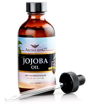 Jojoba Oil 100% Pure Natural Organic Golden Jojoba Oil, 4 OZ Amber Bottle Includes a Dropper by Aroma King - 100% Pure Moisturizing Oil, GREAT FOR HAIR, SKIN, AND SCALP