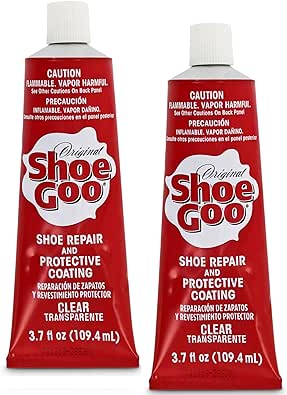 Sof Sole Unisex's 3.7 Ounce Shoe Goo 2-Pack Repair Adhesive for Fixing Worn Boots, Clear, 3.7-Ounce Tube
