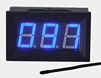 UCTRONICS 0-167°F Fahrenheit Digital Temperature Meter Blue LED Display MF55 Type NTC Thermistor Temp Sensor 2-wires Reverse Polarity Protection with Black Case