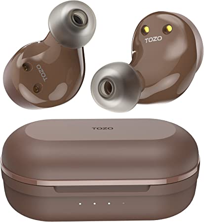 TOZO NC9 Hybrid Active Noise Cancelling Wireless Earbuds, in Ear Headphones IPX6 Waterproof Bluetooth 5.0 Stereo Earphones, Immersive Sound Premium Deep Bass Headset,Brown